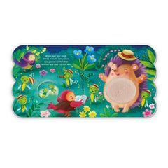 TROTSCH Fühlbuch Gute Nacht Liebe Tiere features a whimsical scene with a hedgehog, birds, and musical notes in vibrant color
