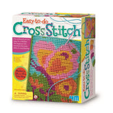 4M Easy to Do Cross Stitch kit in a yellow cardboard box with colorful printed text and a clear plastic window.