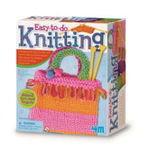 4M Easy to Do Knitting kit packaging features a colorful design with a clear window, suitable for ages 4 and up.