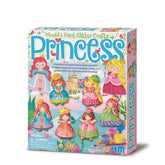 4M Mould & Paint Glitter Crafts packaging features colorful princess and castle illustrations on a pink cardboard background.