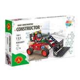 Alexander Constructor Kramy Ruspa set with red and black metal pieces, featuring a model vehicle design on the box.