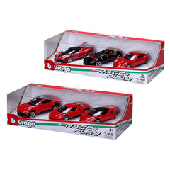 BBurago - Pack Cadeau de 3 Voitures Ferrari 1/43 en Métal Die Cast