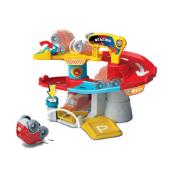 Baby-Clementoni - Station de Pompiers - Sets de Voitures de Course et de Pistes