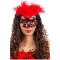 Carnival Toys - Masque en plastique avec plumes rouges - Professions imaginaires et jeux de rôle