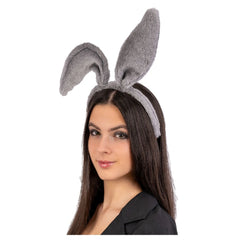 Carnival Toys - Pretend Professions - Flexible Grey Bunny Ear Headband - Adult - Costume Accessory