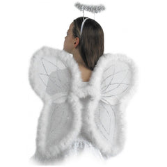 Carnival Toys - White Wings With Marabout Edge For Dress Up Fun And Imaginative Play - Pretend Professions And Role Playing