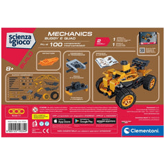Clementoni Scienza E Gioco Build - Mécanique Construisez 2 Modèles - Jouets de Construction Buggy et Quad