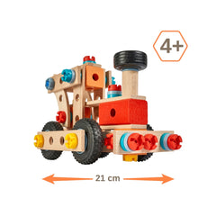 Eichhorn Construct - Locomotive Train Construction Set for Kids Ages 4 Years+ - 93-Piece FSC-Certified Wooden Engineering Toy with Real Rolling Wheels and Steam Chimney