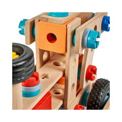 Eichhorn Construct - Locomotive Train Construction Set for Kids Ages 4 Years+ - 93-Piece FSC-Certified Wooden Engineering Toy with Real Rolling Wheels and Steam Chimney