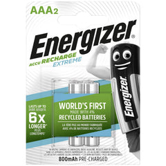 Energizer Extreme Hr03 Aaa Battery (Rechargeable) Nimh 800 Mah 1.2 V 2 Pc(S)