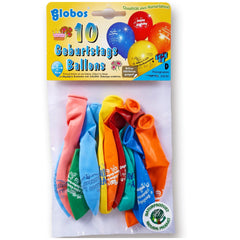 Globo - Birthday Balloons 30 Cm Assorted Colors - Pack Of 10