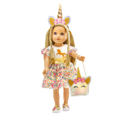 Heless - Glitter Dress Unicorn Goldy Size 35-45 Cm - Dolls Playsets And Toy Figures