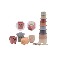 Johntoy - Seau Empilable en Plastique Bio et Gobelets de Bain - Jouets d'Activité pour Bébé