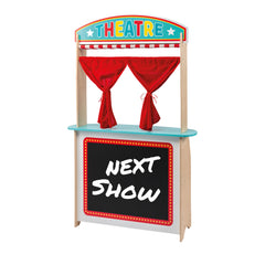 Johntoy - Wooden 2 In 1 Theatre And Shop With Accessories - Pretend Professions & Role Playing
