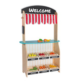 Johntoy - Wooden 2 In 1 Theatre And Shop With Accessories - Pretend Professions & Role Playing