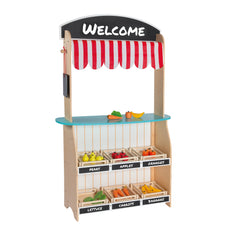 Johntoy - Wooden 2 In 1 Theatre And Shop With Accessories - Pretend Professions & Role Playing