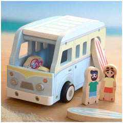 Johntoy - Wooden Retro Beach Van - Baby Activity Toys