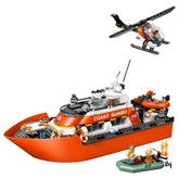 LEGO - Bateau de sauvetage de la garde côtière de la ville et hélicoptère - Jouets de construction