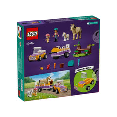 LEGO® Friends Horse and Pony Trailer set featuring colorful car, trailer, mini-figures, and accessories for imaginative play.