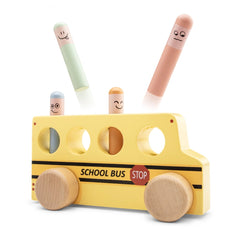 New Classic Toys - Jouets d'éveil - Autobus scolaire en bois - 24M+ - Apprentissage STEM