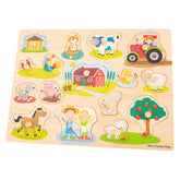 New Classic Toys - Peg Puzzle - 16 Pieces - Farm - Baby Activity Toys