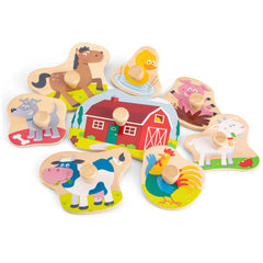 New Classic Toys - Puzzle à chevilles - 8 pièces - Ferme - Jouets d'activité pour bébés