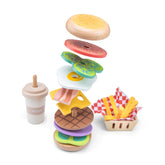 New Classic Toys - Jeux d'imitation - Coffret Fast Food en bois - 3 Ans+