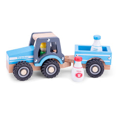 New Classic Toys - Tractor With Trailer - Milk Bottles - Play Vehicles