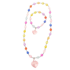 Nice - Colorful Hearts Necklace And Bracelet Set - Jewelry