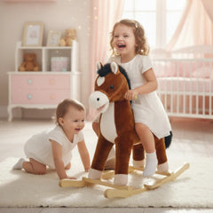 ODS - My Vip Rocking Horse with Sounds 65 cm Wooden and Plush - Riding Toys