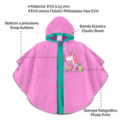 Perletti - Ponchos - Magic Unicorn Rain Poncho - Reflective - 3-6 Yrs - Girls