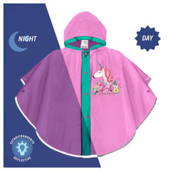 Perletti - Ponchos - Magic Unicorn Rain Poncho - Reflective - 3-6 Yrs - Girls