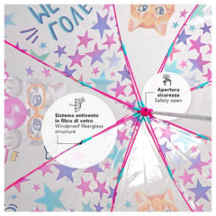 Perletti - Rain Umbrellas - Funny Cat Dome Umbrella - 3-6 Years - Windproof