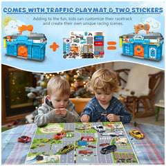 RS Toys - Pista Pit Stop 2 in 1 Portable Garage and Launcher Track - Play Vehicles