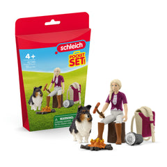 Schleich - Pocket Set Campfire with Collie Dog - Toy Playsets