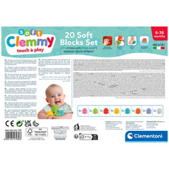 Soft Clemmy - Toucher et jouer 20 blocs de construction souples jouets d'activité pour bébé