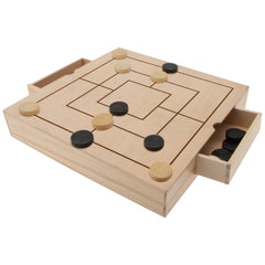Teorema - Ensemble en bois 3-en-1 de jeux d'échecs, de dames et de Tria - Jeux de société