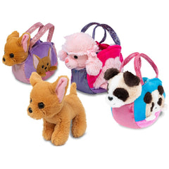 Teorema - Assortiment de sacs à main en paillettes avec chiots en peluche - Animaux en peluche
