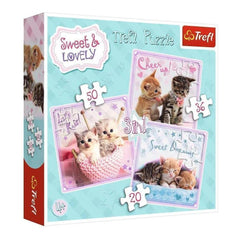 Trefl - 3 Puzzles en 1 - Chatons Adorables - Puzzles - 3+ - TRF34809