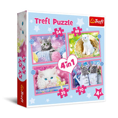 Trefl - 4 Puzzles in 1 - Fun Cats - Puzzles Age +4 - TRF34396