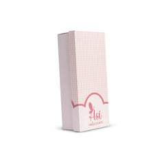 Pink and white checkered box of Asi Dolls branding, featuring a butterfly and logo on the side.
