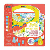 Avenir Magic Water Painting Dinosaurs arts and crafts set showcases vibrant red packaging with a clear window revealing various painting supplies.