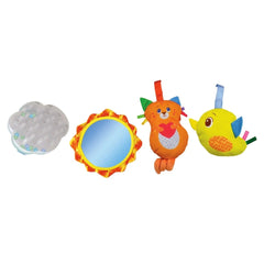Baby Clementoni - My First Discoveries Activity Gym features colorful plush toys shaped like a cloud, heart, and fish.