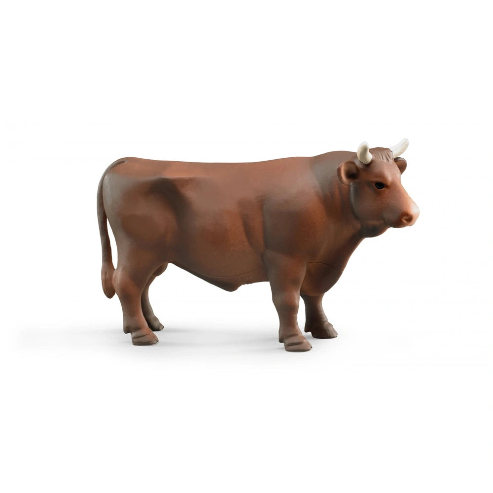 Bruder Brown Bull Figure, realistic brown model with detailed features, made of durable ABS plastic.