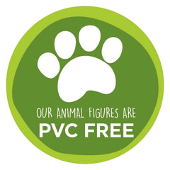 Bullyland Benny Alpine Calf Toy Figure on a green circular background with a white paw print and black text stating PVC FREE.