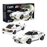 CaDA Mazda RX-7 FC3S C55012W construction set in white with black roof, clear windows, and red taillights on cardboard packag