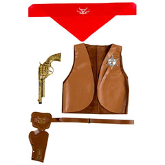 Carnival Toys - Ensemble Cowboy avec Gilet, Pistolet, Bandana et Holster de Ceinture pour Enfants - Professions Imaginaires et Jeux de Rôle