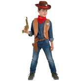 Carnival Toys - Ensemble Cowboy avec Gilet, Pistolet, Bandana et Holster de Ceinture pour Enfants - Professions Imaginaires et Jeux de Rôle