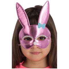 Carnival Toys - Masque en tissu de lapin rose en métal pour s'amuser, se déguiser et jouer de manière imaginative - Professions fictives et jeux de rôle