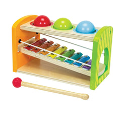 Eichhorn Hammer Bench with Xylophone features colorful balls and a wooden hammer for interactive musical play.